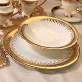 customized set with logo new shape Euroean style golden handle handmade dinner set fine bone china