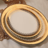 customized set with logo new shape Euroean style golden handle handmade dinner set fine bone china
