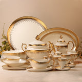 customized set with logo new shape Euroean style golden handle handmade dinner set fine bone china