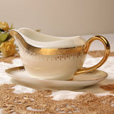 customized set with logo new shape Euroean style golden handle handmade dinner set fine bone china