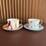Italy Design Gold Handle Hot Sale 2026 Horse Design fine bone Cup and Saucer set gift box