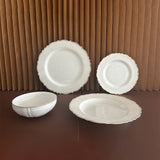 gold rim and white embossed  classical design dinner set porcelain bone china