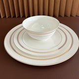 light luxury style bone china tableware crafted from high whiteness geometric dot dinner plates morden elegant gold rim
