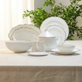 gold rim and white embossed  classical design dinner set porcelain bone china
