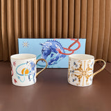 Italy Design Gold Handle Hot Sale 2026 Horse Design fine bone mug set gift box