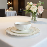 gold rim and white embossed  classical design dinner set porcelain bone china