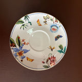 luxury bone china teacup and saucer set floral pattern with full gold handle elegant red & blue options for afternoon  coffee