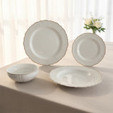gold rim and white embossed  classical design dinner set porcelain bone china