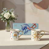 Italy Design Gold Handle Hot Sale 2026 Horse Design fine bone mug set gift box