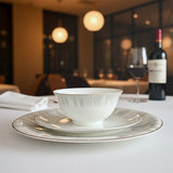 color and gold line bone china dinner ware set plate bowl customized with logo