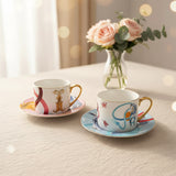 Italy Design Gold Handle Hot Sale 2026 Horse Design fine bone Cup and Saucer set gift box