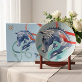Italy Design Gold Handle Hot Sale 2026 Horse Design fine bone display plate gift box